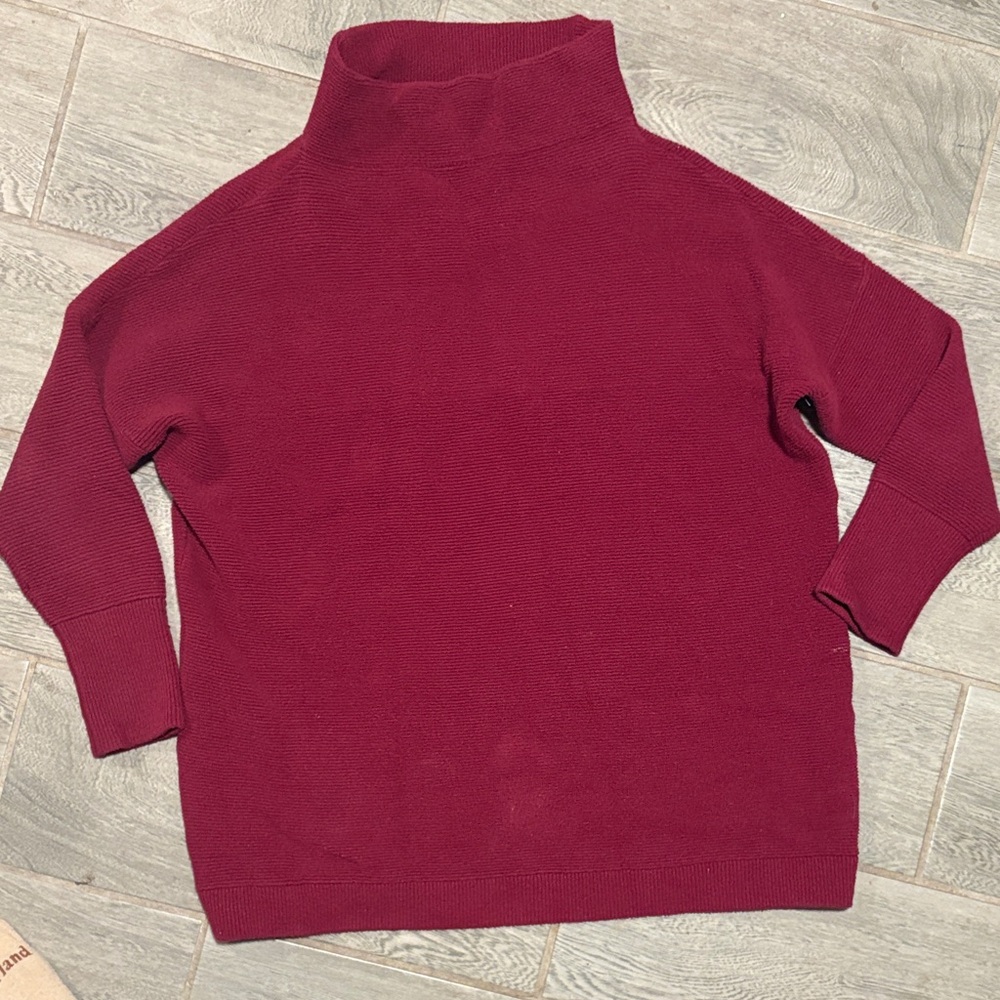 Free People Red Turtleneck Funnel Neck Sweater